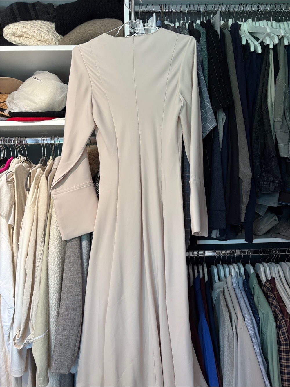 Zara Cream V-Neck Long Sleeve Maxi Dress - Picture 3 of 5